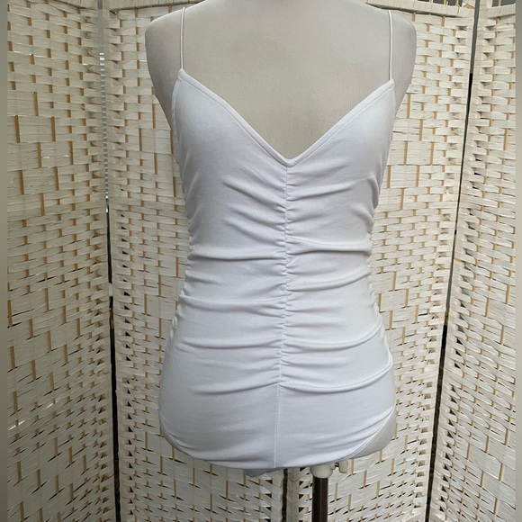 New Zara White Ruched Bodysuit - Picture 2 of 6